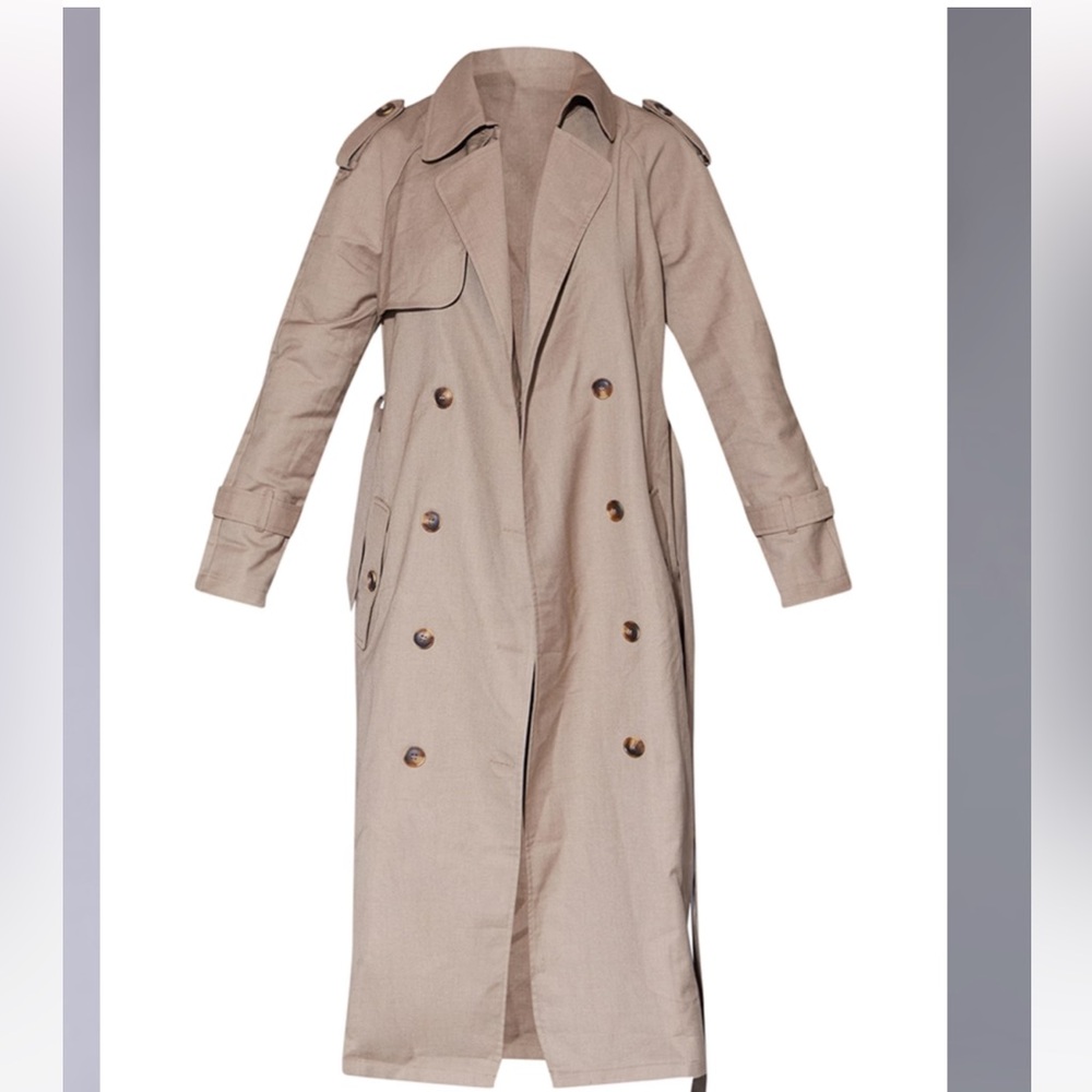 Petite Stone Woven Oversized Trenchcoat